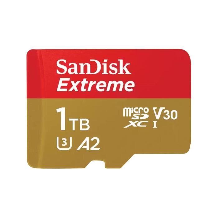 Carte Mémoire Micro SDXC flash SanDisk Extreme 1 To 190/130Mb/s Classe 10 A2 V30 U3