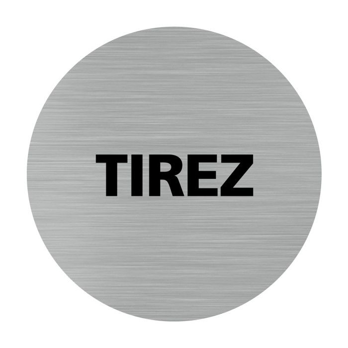Plaque de porte rond pictogramme tirez, Diamètre 76 mm (7,6 cm ...