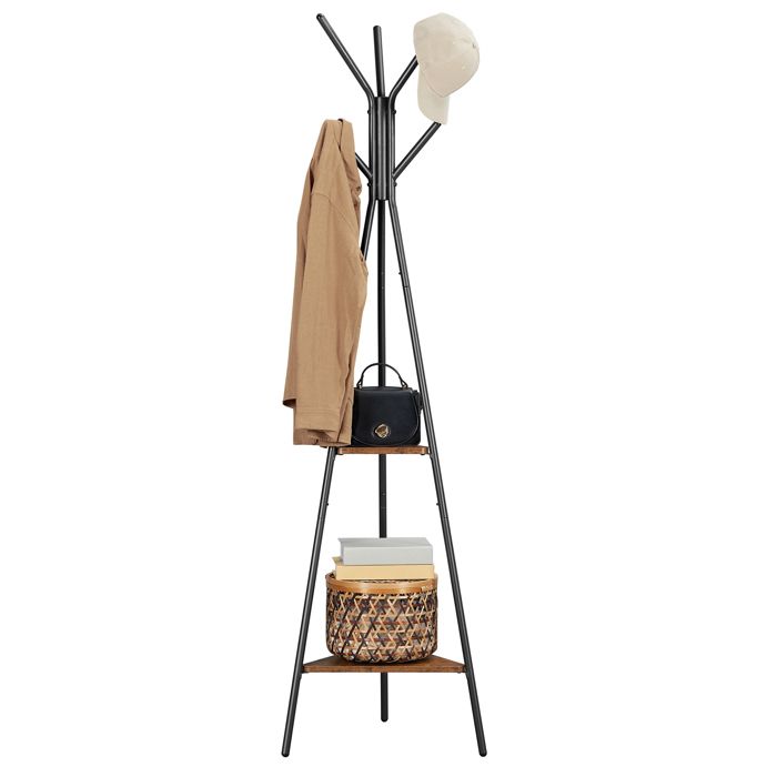 SONGMICS Porte-manteau sur Pieds RCR16BX - Style Rustique - 2 étagères SONGMICS Porte-manteau sur Pieds RCR16BX - Style Rustique - 2 étagères