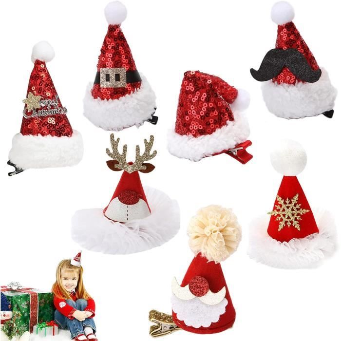 10 Pack Accessoire Noel, 5 cm Accessoire Cheveux Noel, Plein d'éléments de  Noël, Pinces à elk Santa Pour Cadeau de Noël