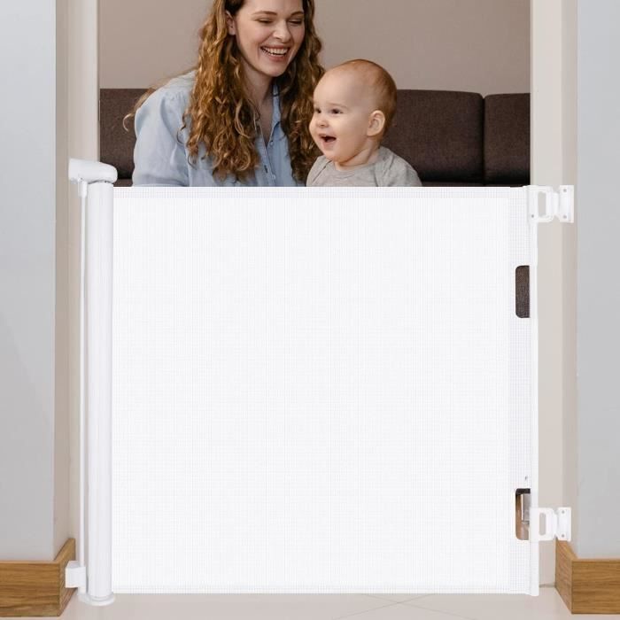 Javonix Barrière Sécurité Enfant Extra Haute 92cm Sans Perçage - 75 à 124cm Blanc