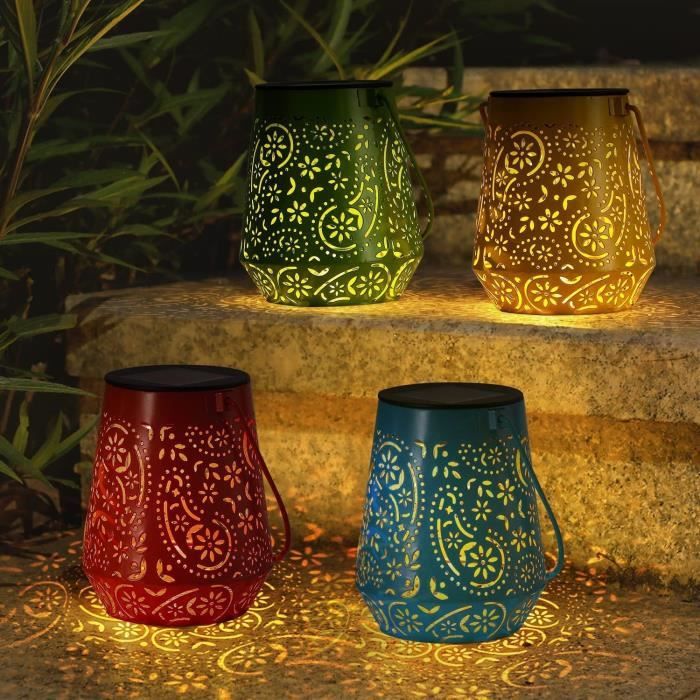 Lanterne Solaire Extérieure Design Montgolfière - Décoration Jardin Suspendue En Rotin, étanche IP65, éclairage Automatique