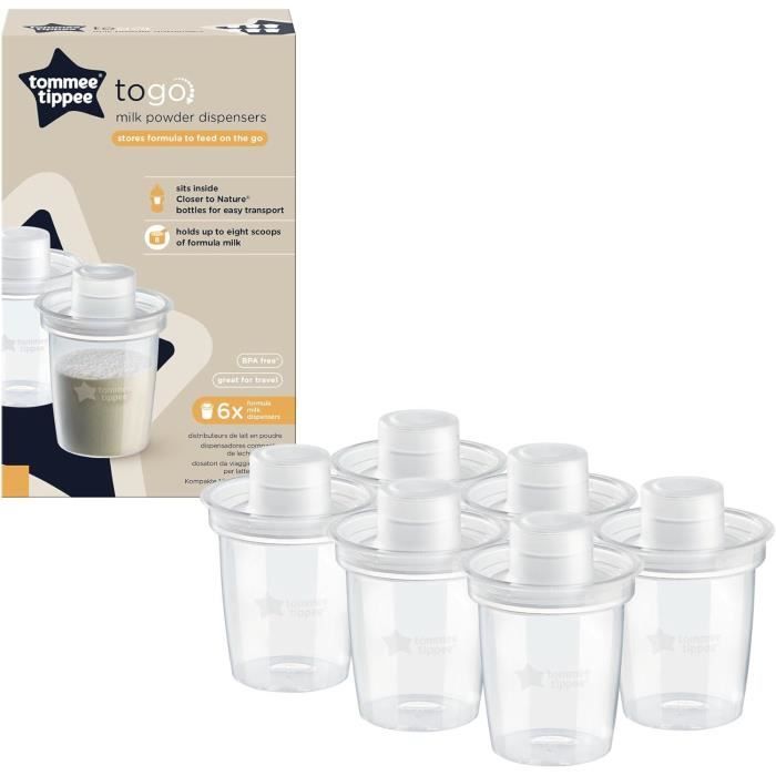 Distributeurs Lait Poudre Tommee Tippee - Lot De 6 | Pratique Pour Déplacements | Compatible Biberons