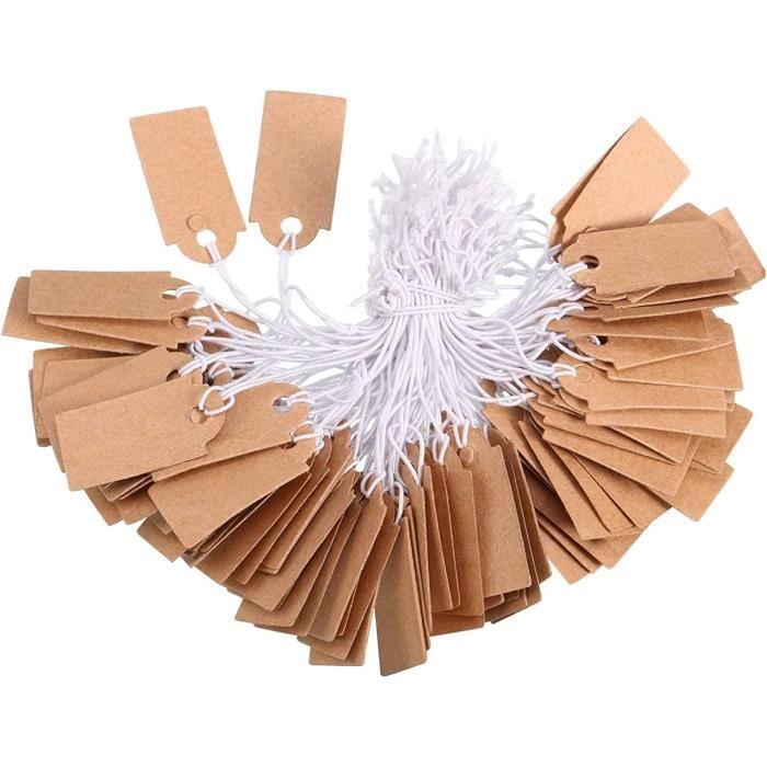 1000 Étiquettes De Prix Kraft/Blanches 3.5x5 Cm - Étiquettes Perforées Vierges Ou Marquées Pour Vêtements Bijoux