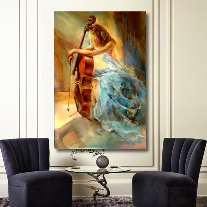 TEMPSA Peinture à l'Huile Tableau Fille de Violon Abstraite Art sur Toile  Sans Cadre - Achat / Vente tableau - toile - Cdiscount