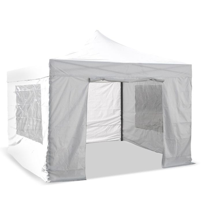 Lot de 4 murs pour tonnelle pliante pro 3 x 45 m TERRE JARDIN blanc - fenêtres et porte zip