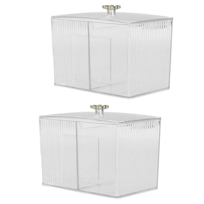 Lot De 2 Pots De Salle De Bain Avec Couvercles - Range-coton, Q-tips, Boules De Coton - Design Empilable Transparent