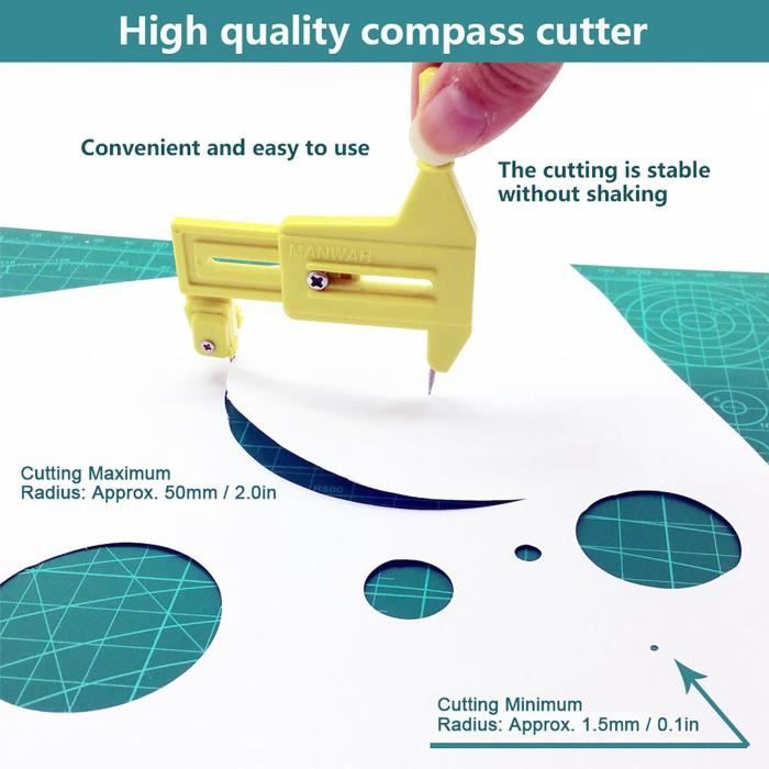 Cutter Circulaire Vaessen Creative - Découpe Des Cercles De 2,5 à 15 Cm - Idéal Scrapbooking Et DIY - Rose