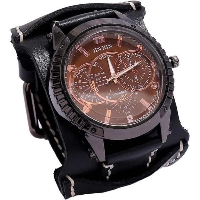 Montre à Quartz Classique Pour Homme Et Femme - Cadran Rond, Bracelet Cuir Simple - Idéale Cadeau Pour Tous Les Jours