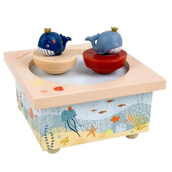 boite à musique océan - trousselier - figurines tournantes - 11.5 x 11.5 x 7 cm