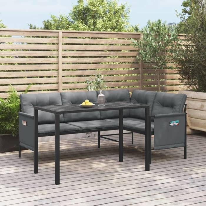Vidaxl Ensemble à manger jardin 2 pcs acier - vue 2