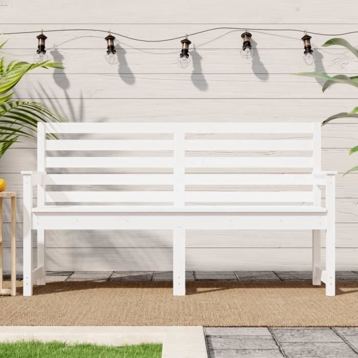"Promo"Banc de terrasse LMT - Banc de jardin blanc 159,5x48x91,5 cm bois massif de pin 18,55Kg
