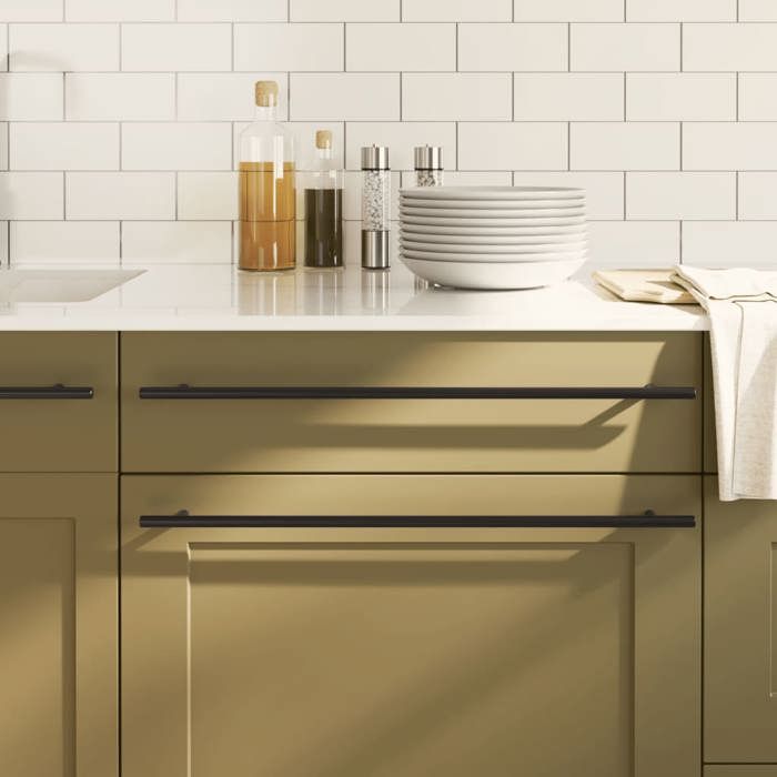 vidaXL Poignées dArmoire 10 pcs Poignées de Porte avec Vis Poignées de Tiroir pour Placards Buffets Casiers Caisses Noir 3203630
