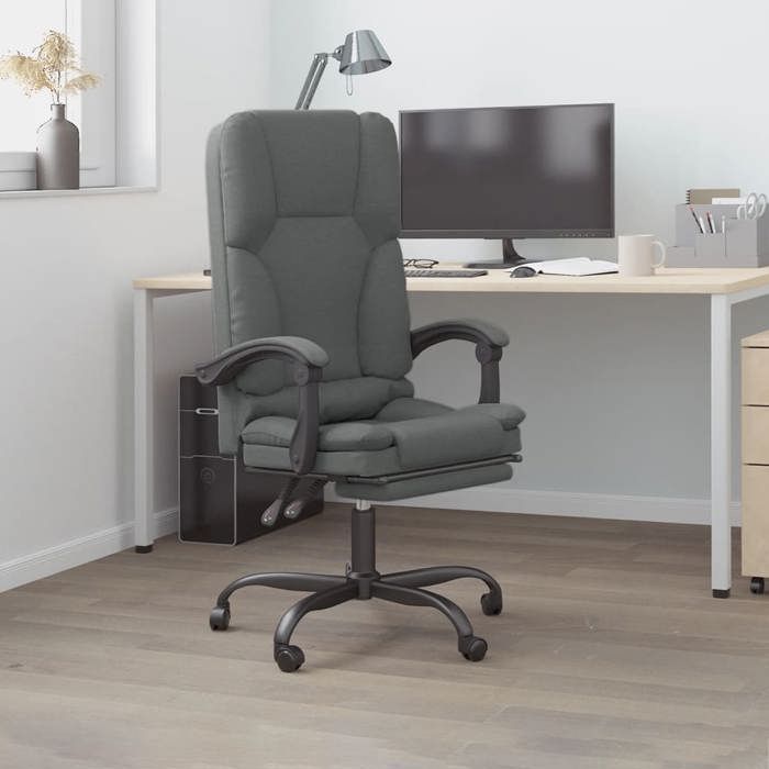 349676  vidaXL Fauteuil de massage inclinable de bureau Gris foncé Tissu