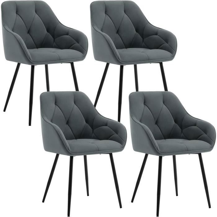 WOLTU Lot de 4 Chaises de Salle à Manger Ergonomique Chaise de Cuisine en Velours Rembourrée Pieds en Métal Gris foncé W0ATT0141-4 WOLTU Lot de 4 Chaises de Salle à Manger Ergonomique Chaise de Cuisine en Velours Rembourrée Pieds en Métal Gris foncé W0ATT0141-4