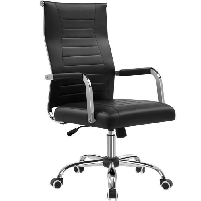 Fauteuil de Bureau Ergonomique YAHEETECH avec Dossier Haut Inclinable en Similicuir à Roulettes Pivotant Noir Fauteuil de Bureau Ergonomique YAHEETECH avec Dossier Haut Inclinable en Similicuir à Roulettes Pivotant Noir