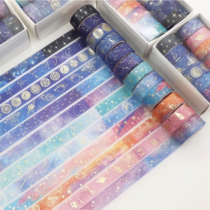 Ruban Masking Rainbow Loisirs Créatifs Lot De 30 Rouleaux Ruban Washi Décoratif 15mm - Motifs Arc-en-Ciel & Paillettes, DIY Scrapbooking Ruban Washi 15mm