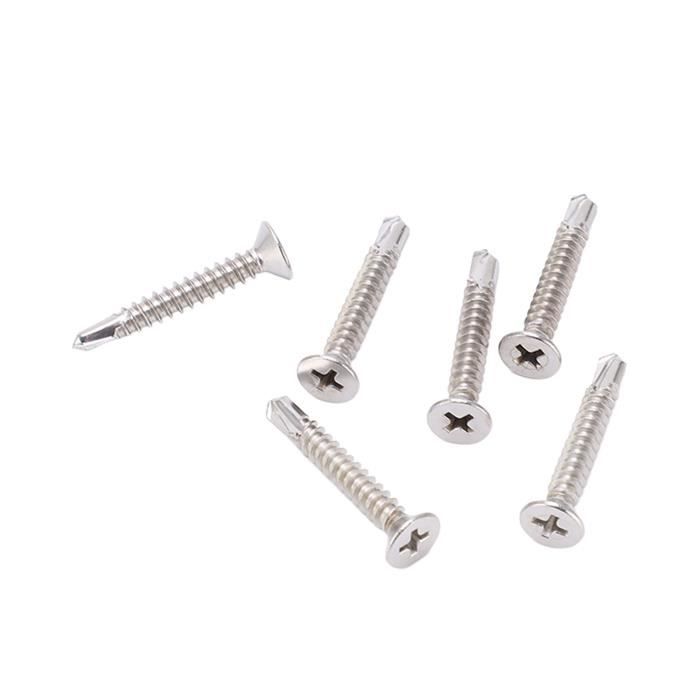 Lot De 25 Vis Autoperceuses M4.2x38mm - Tête Fraisée Cruciforme, Acier Inox 410 - Marque Uxcell
