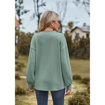 Pull Femme Col V Tricot Fin - Haut élégant Manches Longues Pour Automne Hiver - Basique Uni Chaud Et Doux