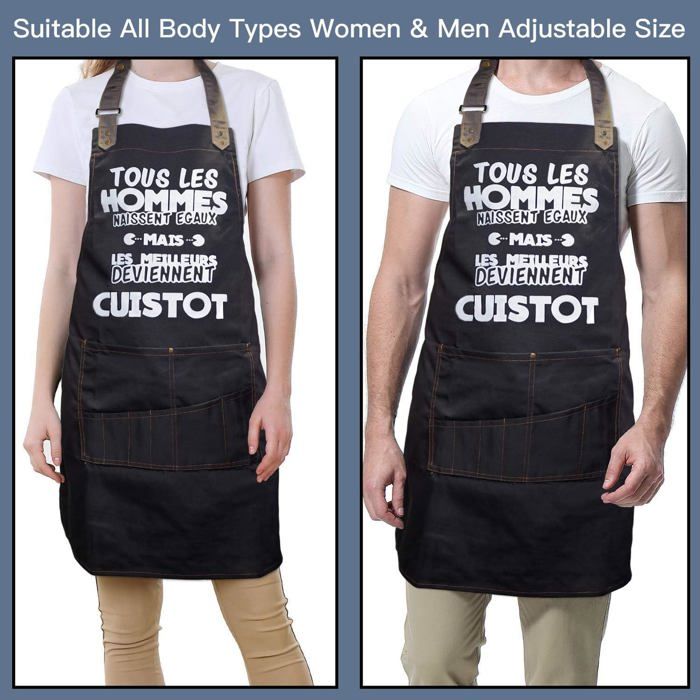 Tablier Barbecue Homme Réglable Et étanche - Neuf, Noir, Marque Le ROI Du BARBECUE