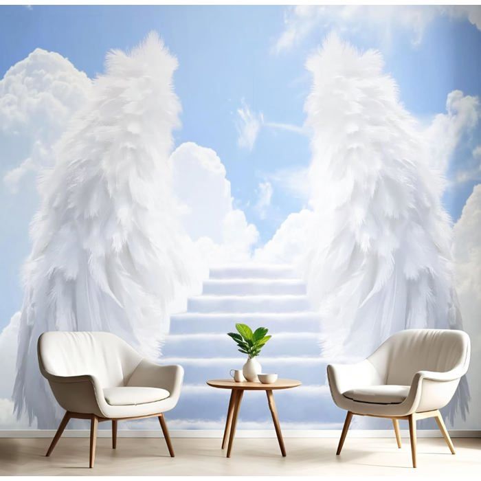 Papier Peints Panoramique Ange Ailes Poster Geant Mural 3D Thème Nuages ...