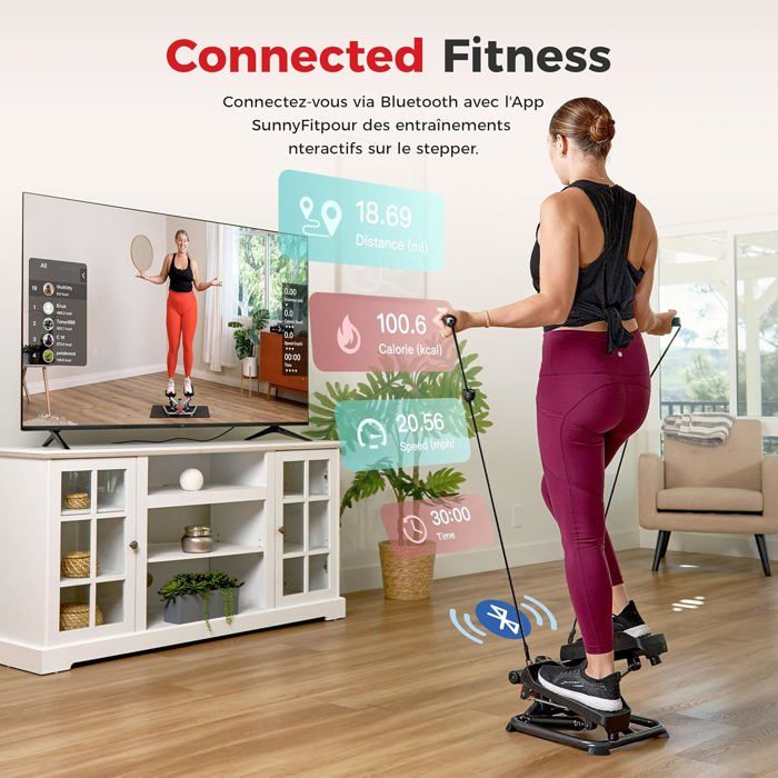 Stepper Mini Fitness Stepper Mini Niceday Avec Bandes Résistance - Appareil Fitness Maison Gain