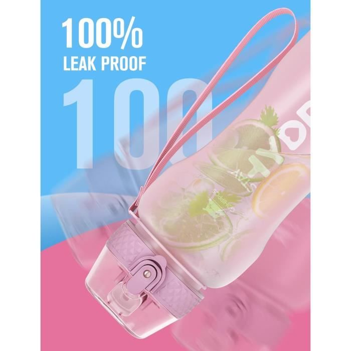 Gourde Kawaii 1000ml Avec Paille Et Sangle – Bouteille Tendance Pour Bureau