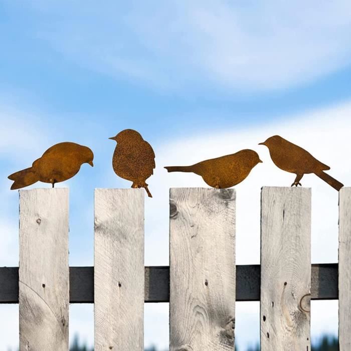 SeaghydrSilhouUP en métal rouillé, décor de clôture de jardin, oiseau en  acier, panneaux d'art de