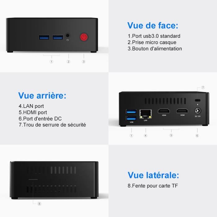 MINI PC Gemini X45 8GB+256GB Processeur Intel1