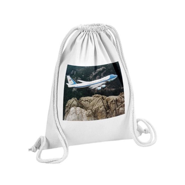 Sac de Gym en Coton Blanc Air Force One Avion President Etats Unis