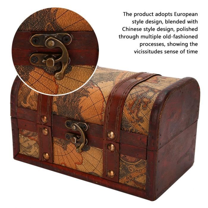 Coffre Au Trésor Pirate En Bois - Boîte De Rangement Pour Bijoux - Fabriqué à La Main - 9x6 Pouces