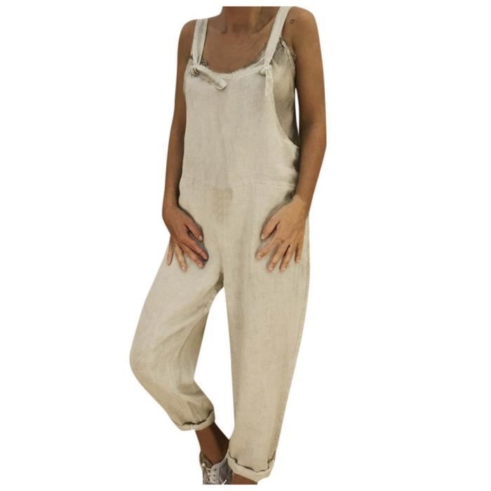 Salopette Femme Large - Pantalon Combinaison Décontracté - Polyester - Tailles S-2XL - Style Casual