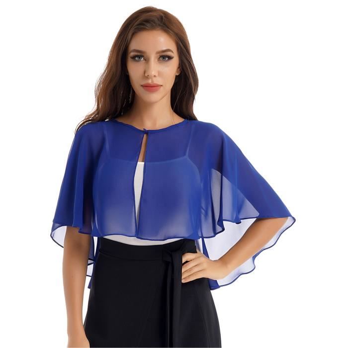 YONGHS FR Femme Cardigan Bolero Court Mousseline de Soie Etole Elegant Veste Ete pour Robe Mariage Ceremonie Bleu Bleu Cdiscount Pret a Porter