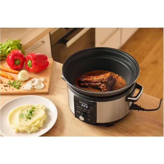 Mijoteuse SENCOR SPR 5520SS - 5,5L Inox Avec Écran Digital Et 5 Fonctions De Cuisson