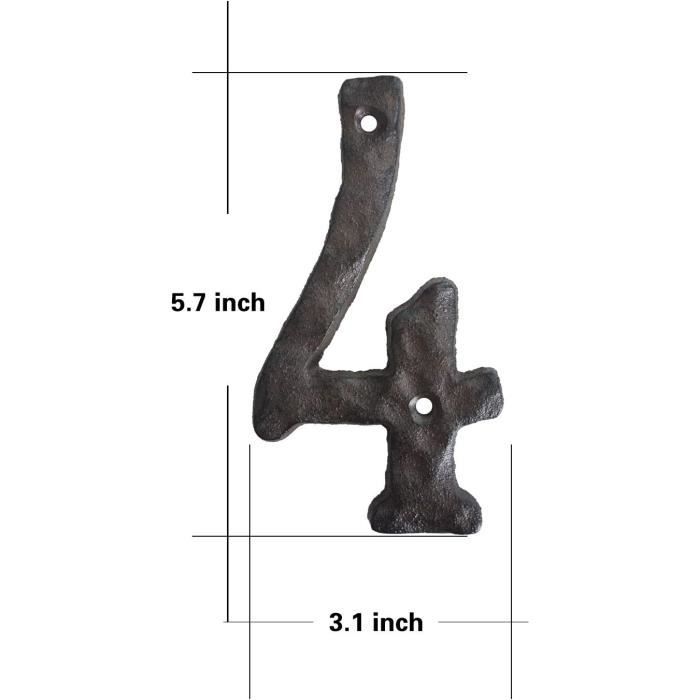 Chiffre De Maison En Fonte Vintage 0 – 5,5 Pouces, Noir, Pour Enseigne Stylée !