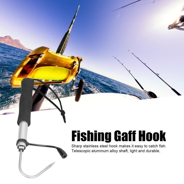 Gaffe Télescopique Blackr 120 Cm – Inox Et Alliage D’aluminium – Pour Pêche En Mer Et Pêche Lourde