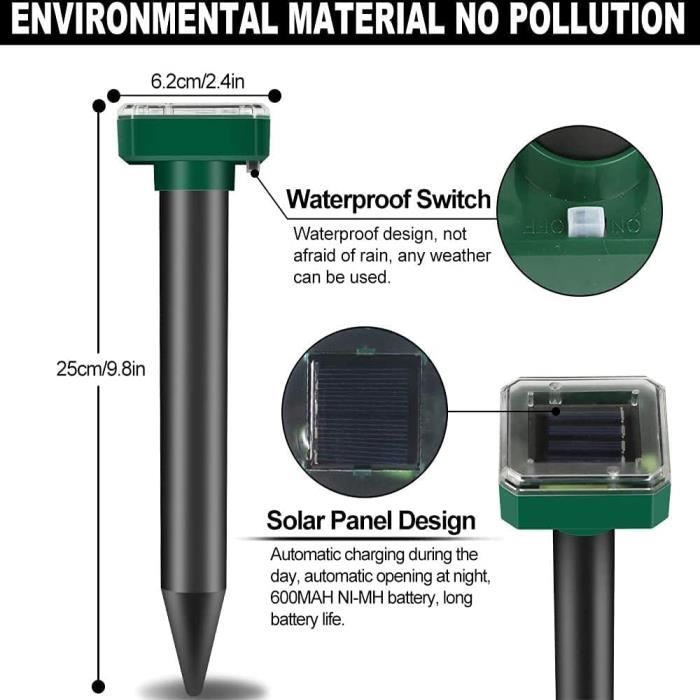 Lot De 4 Répulsifs Solaires Anti-taupes - Répulsif à Ultrasons - IP66 étanche Et Résistant à La Poussière - Répulsif Contre Les Taupes - Pour La Pelouse Et Le Jardin - Orange