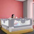 HENGMEI Barrière de lit Réglable en hauteur 150 cm Protection anti-chute Pour bébé et enfant-2