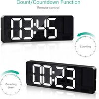 Affichage Température Horloge Murale Numérique JALL 16 Pouces - LED RGB - Télécommande - Température Affichage Numérique 8 Couleurs