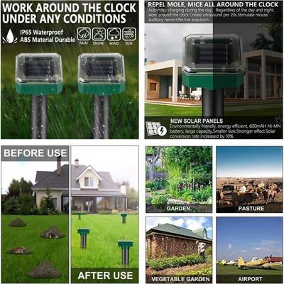 Répulsif Anti-Taupe Solaire Ultrason - 4x Points Pour Jardin & Pelouse