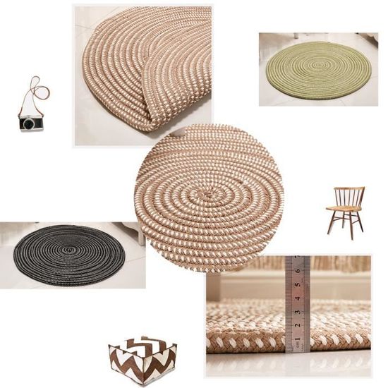 Tapis rond tricoté φ60cm petit tapis decoration chambre salon entrée  comfortable polyester brun clair