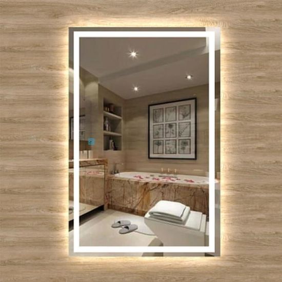 Miroir salle de bain moderne en teck avec éclairage intégré 140 cm - 9470