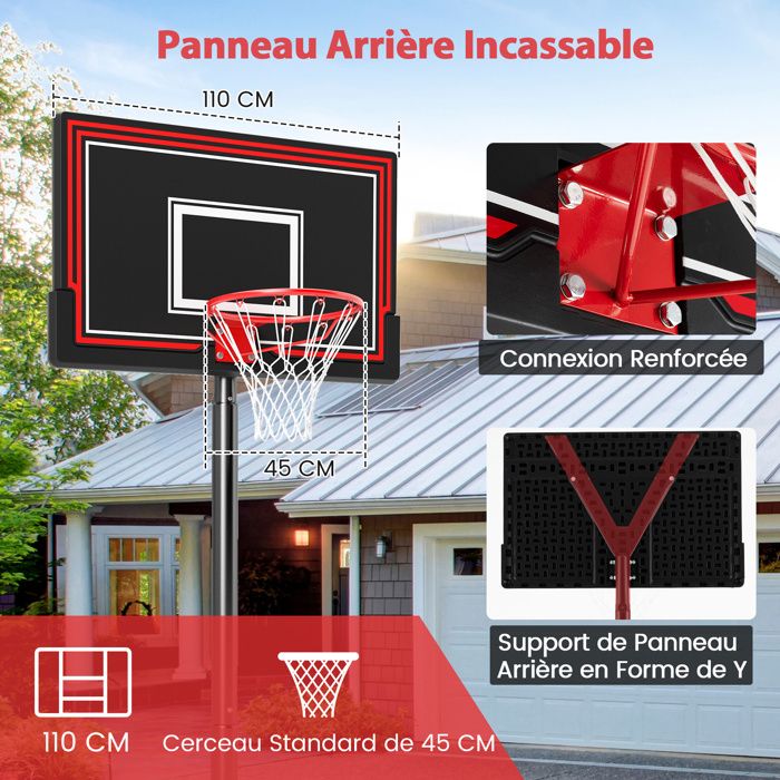 COSTWAY Panier de Basket-Ball sur Pied avec Hauteur Réglable à 10 Niveaux 149-305 CM, Ensemble de Basketball avec Base Remplissable Sac de Poids Panneau Arrière, pour Adolescents Adultes COSTWAY Panier de Basket-Ball sur Pied avec Hauteur Réglable à 10 Niveaux 149-305 CM, Ensemble de Basketball avec Base Remplissable Sac de Poids Panneau Arrière, pour Adolescents Adultes