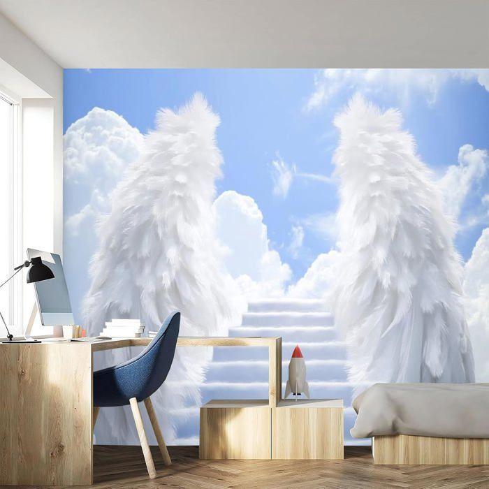 Papier Peints Panoramique Ange Ailes Poster Geant Mural 3D Thème Nuages ...
