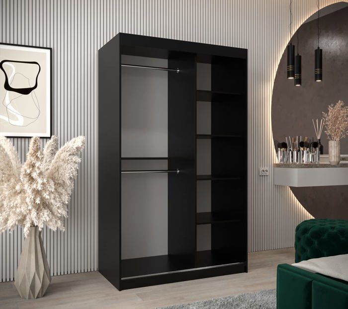 ABIKSMEBLE Armoire Cannes 2 Portes Coulissantes Moderne Avec Miroir - 205,2x120x45 Cm Blanc