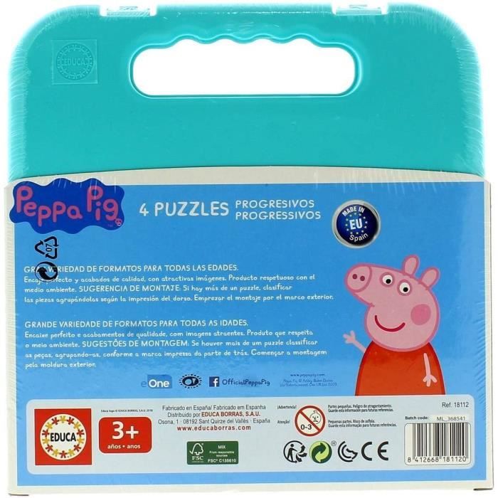 Puzzle Progressif Peppa Pig - Malette de 4 puzzles - 12 à 25 pièces ...