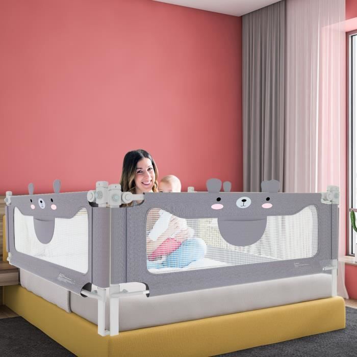YUENFONG Barrière De Lit Pour Enfant - 180 Cm - Verformable - Avec Protection Latérale Réglable à 5 Trous YUENFONG Barrière De Lit Pour Enfant - 180 Cm - Verformable - Avec Protection Latérale Réglable à 5 Trous