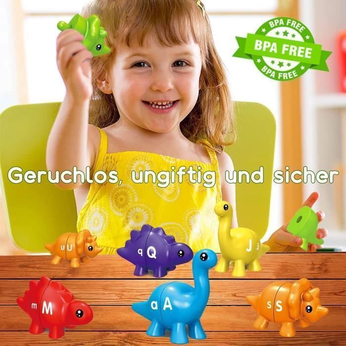Montessori Jouet Dinosaure En Bois – Blocs à Trier Et Empiler, 34 Pièces, Cartes Défis, Pour Tout-petits 1-4 Ans