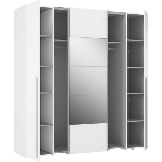 Grande Armoire Penderie 2 Portes Coulissantes Avec Miroir - 240x200x70 Cm - Idéale Dressing