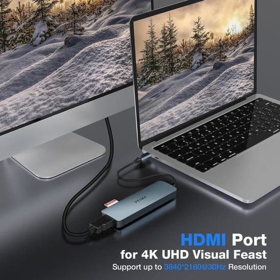 Hub Usb-C, Adaptateur 6 En 1 Avec Sortie Hdmi 4K, 100 W Pd, 2 Ports Usb  3.0, Lecteur De Carte Sd-Tf Pour Surface-Dell-Lenovo-[H1750] - Cdiscount  Informatique